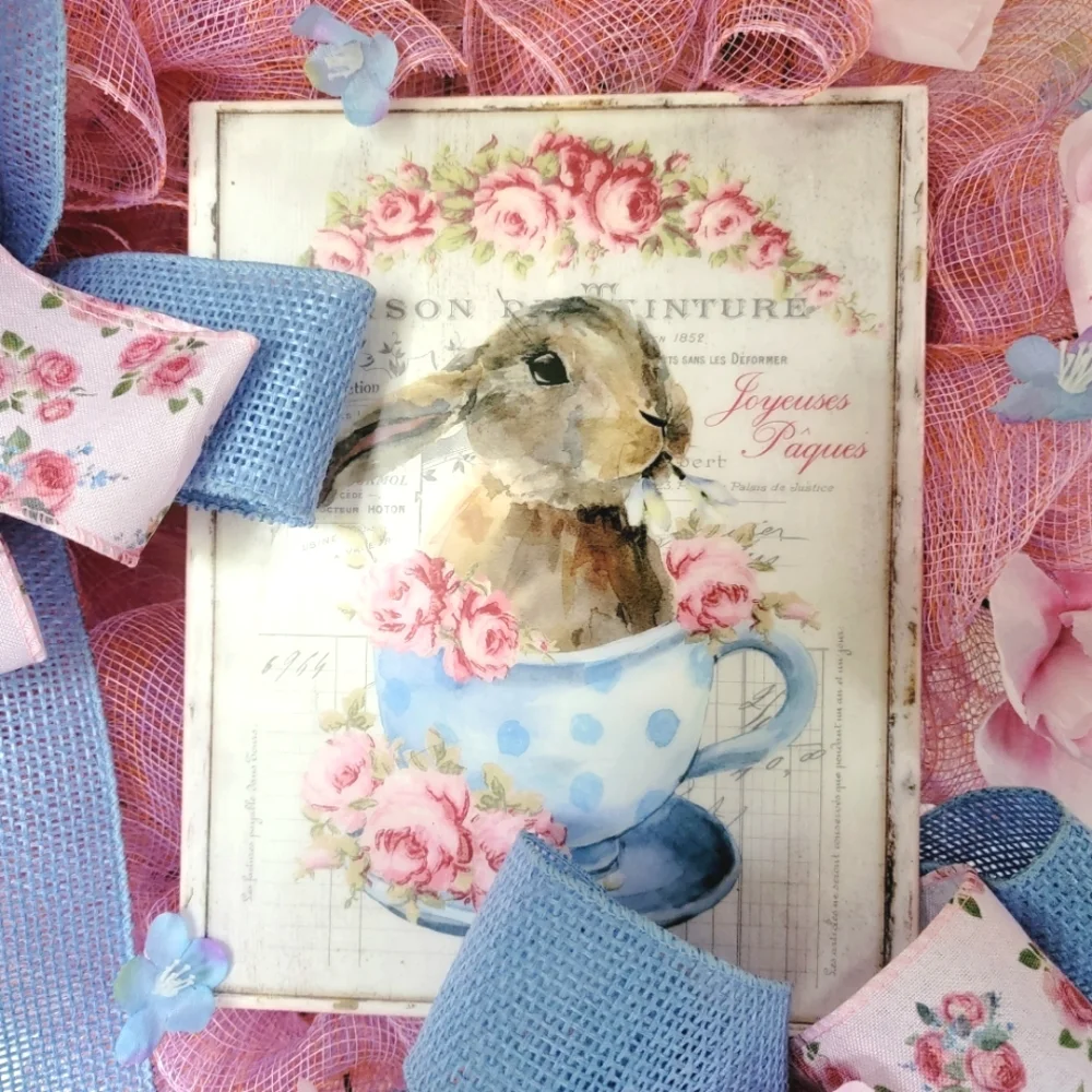 Baby Shower Bunny Wreath Rabbit Deco Mesh Bows Child Gift
